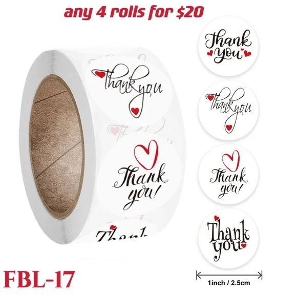 4 rolls of Thank you stickers-#FBL-20 - Picture 12 of 15